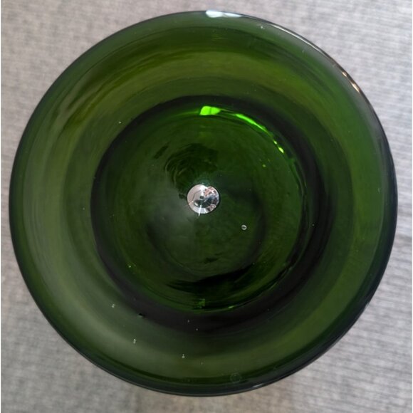 Krosno Art Glass Tapered Green Cylinder Vase with Controlled Bubble Base, 7.25" - Picture 4 of 4